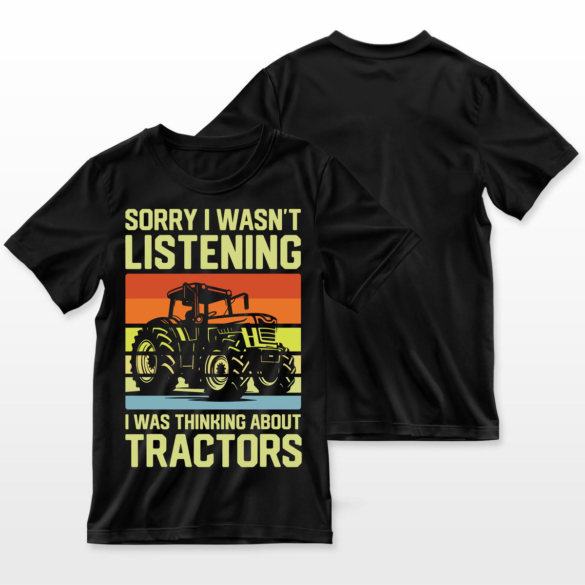 Funny Thinking About Tractors Tractor Lover Farmer Men Boys Farmer T-Shirt