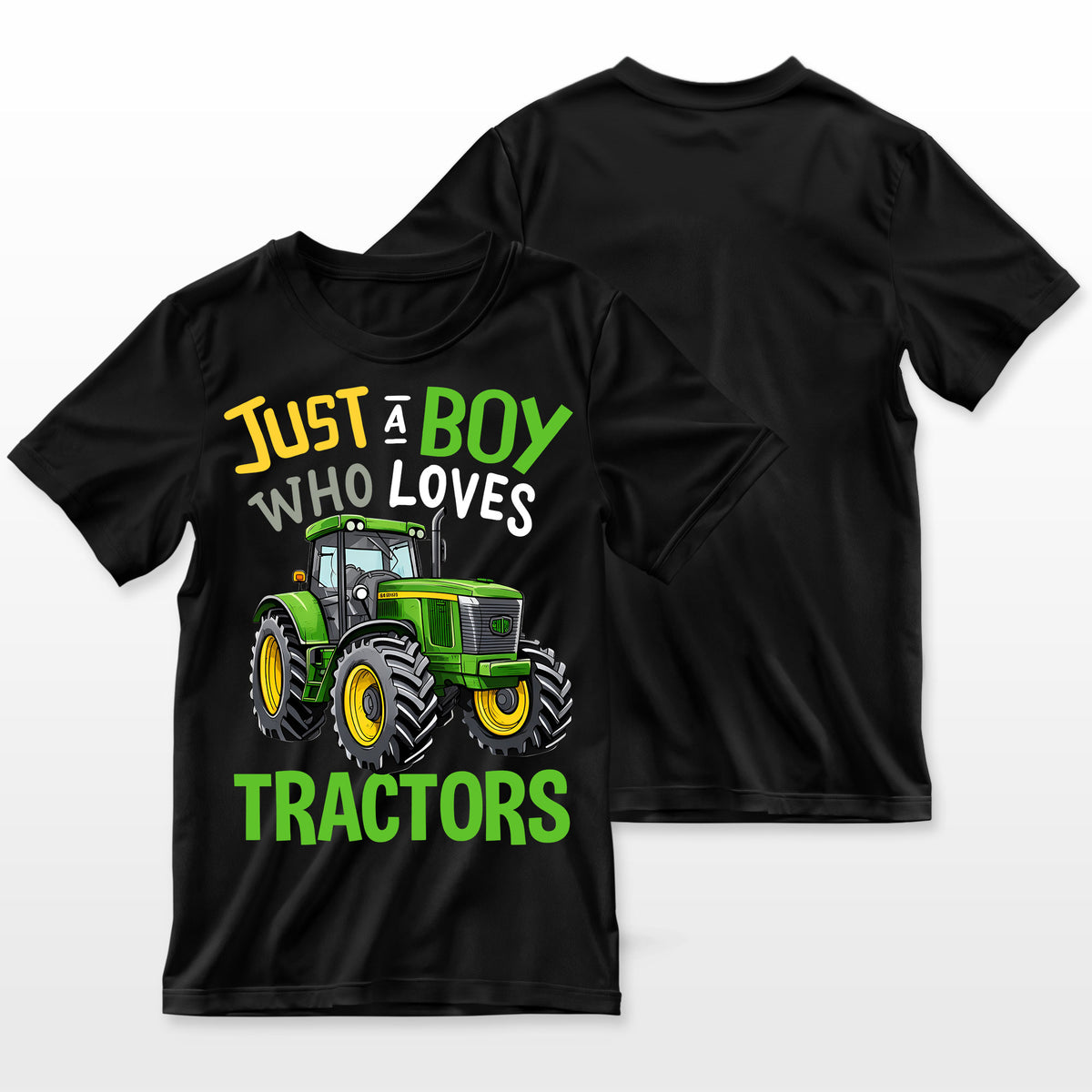 Just A Boy Who Loves Tractors Green Farm Tractor Trucks Farmer T-Shirt