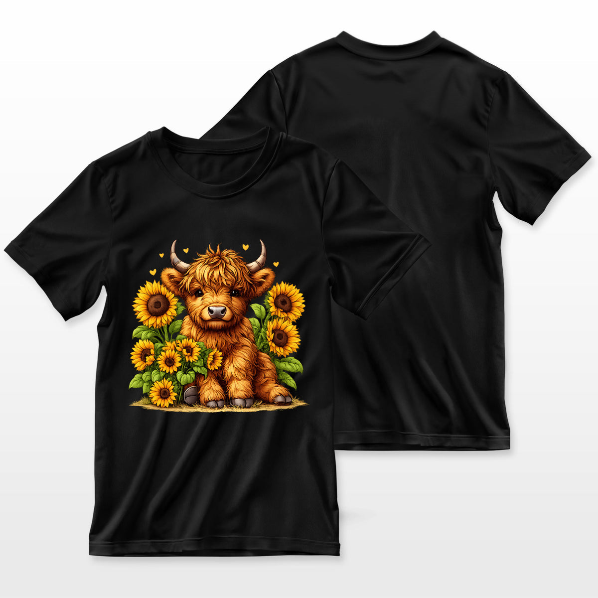 Cute Scottish Highland Cow Sunflower Mothers Day Farmer Pullover Hoodie Farmer T-Shirt