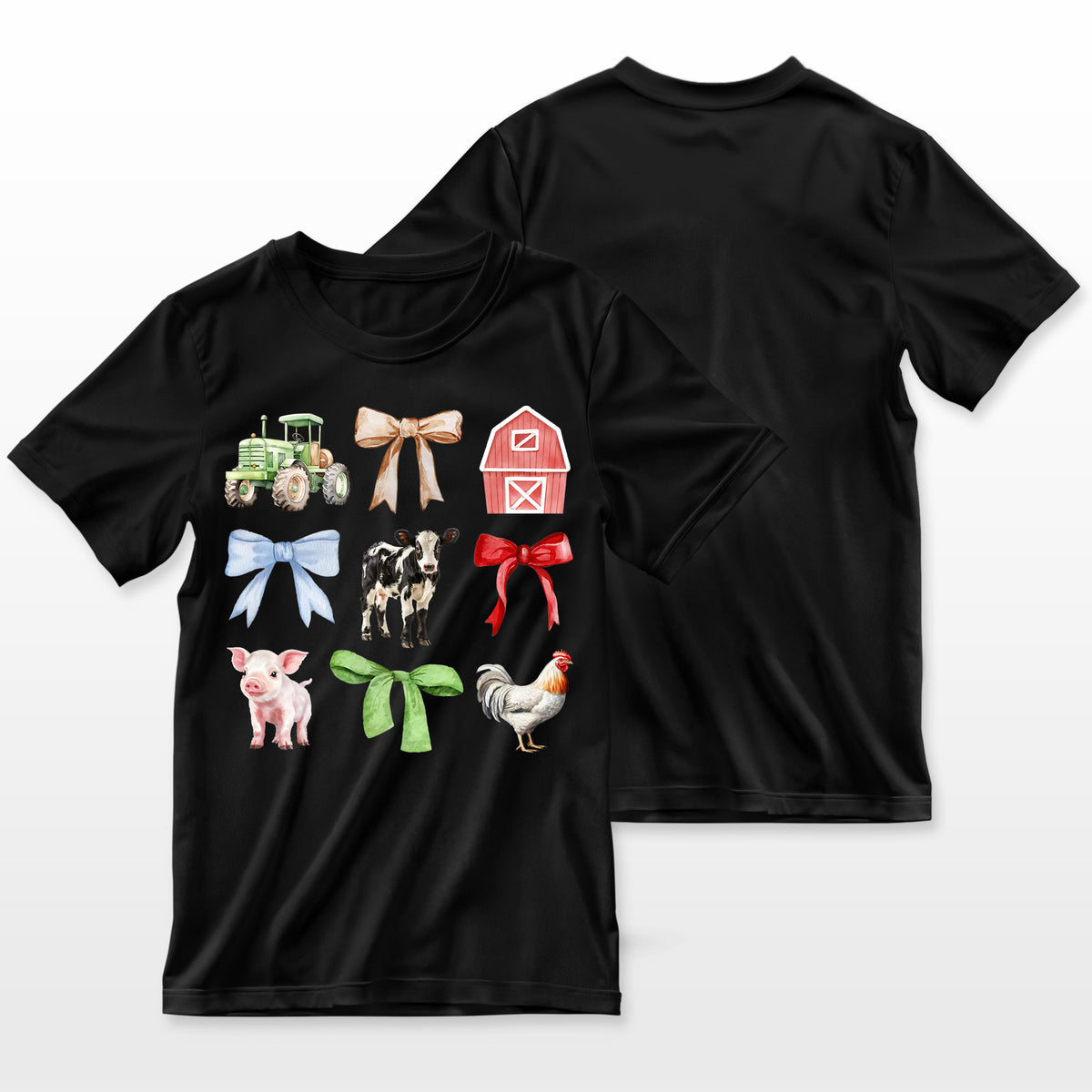 Cute Farm Animals Cow Pig Chicken Coquette Farmer Farmer T-Shirt