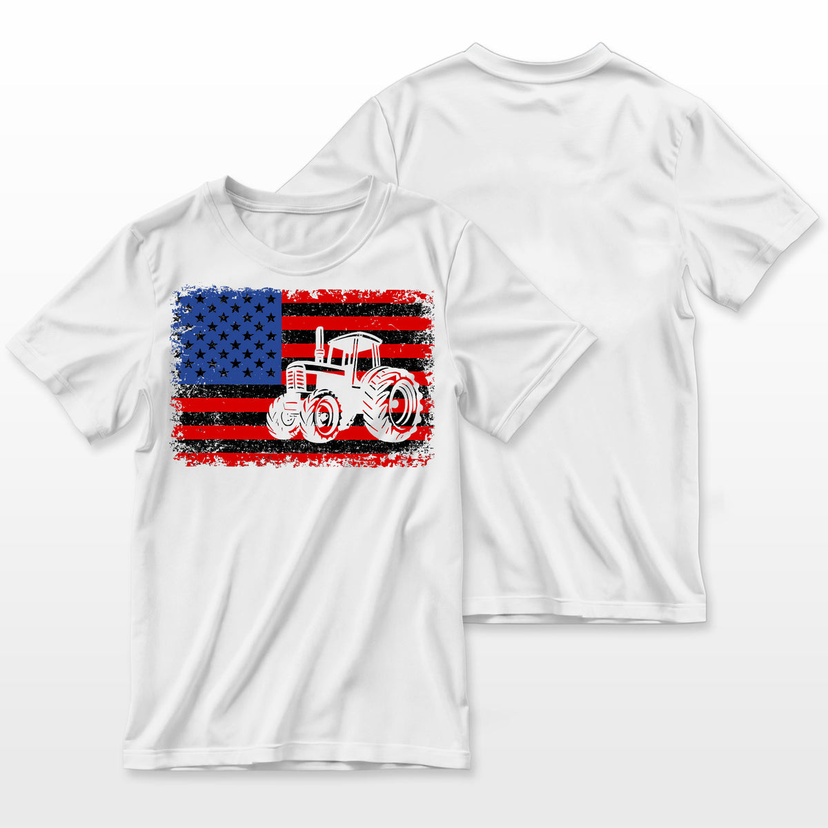 Farm Tractors Usa Flag Patriotic Farming Gift Men Women Boys Farmer T-Shirt