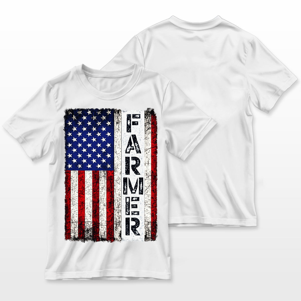 Farmer Tractors Usa American Flag Patriotic Farming Men Tee Farmer T-Shirt