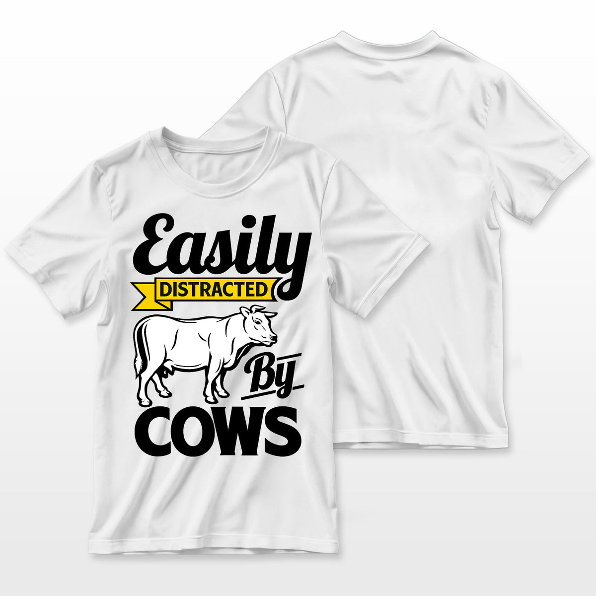 Easily Distracted By Cows Funny Cow Famers Gift Farmer T-Shirt
