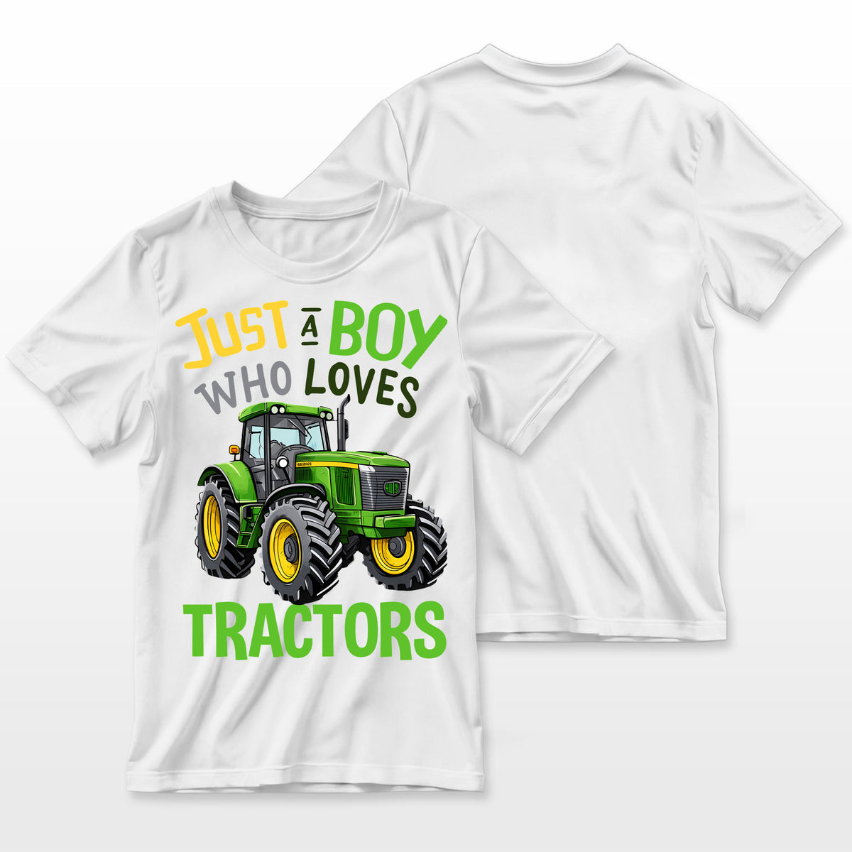 Just A Boy Who Loves Tractors Green Farm Tractor Trucks Farmer T-Shirt