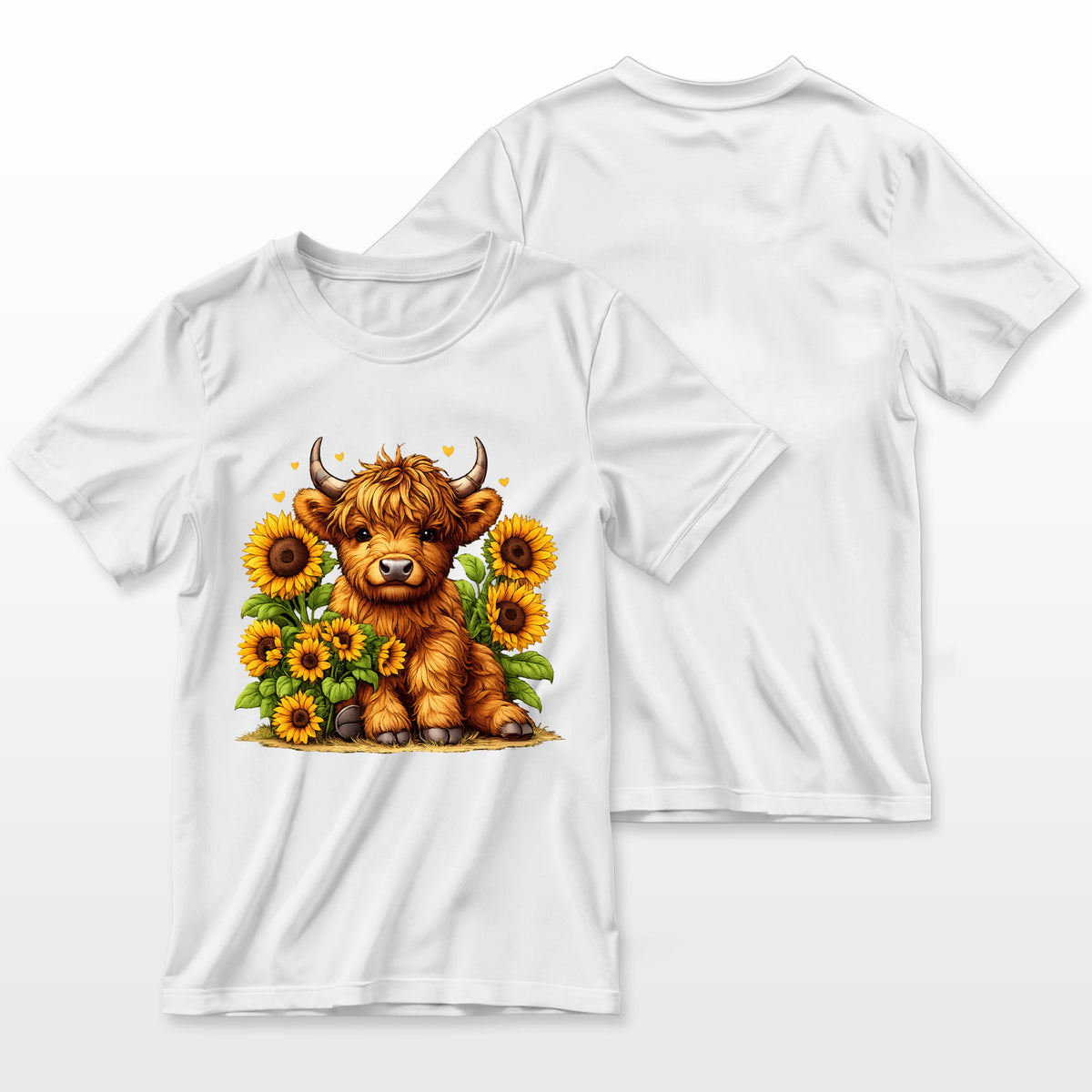 Cute Scottish Highland Cow Sunflower Mothers Day Farmer Pullover Hoodie Farmer T-Shirt
