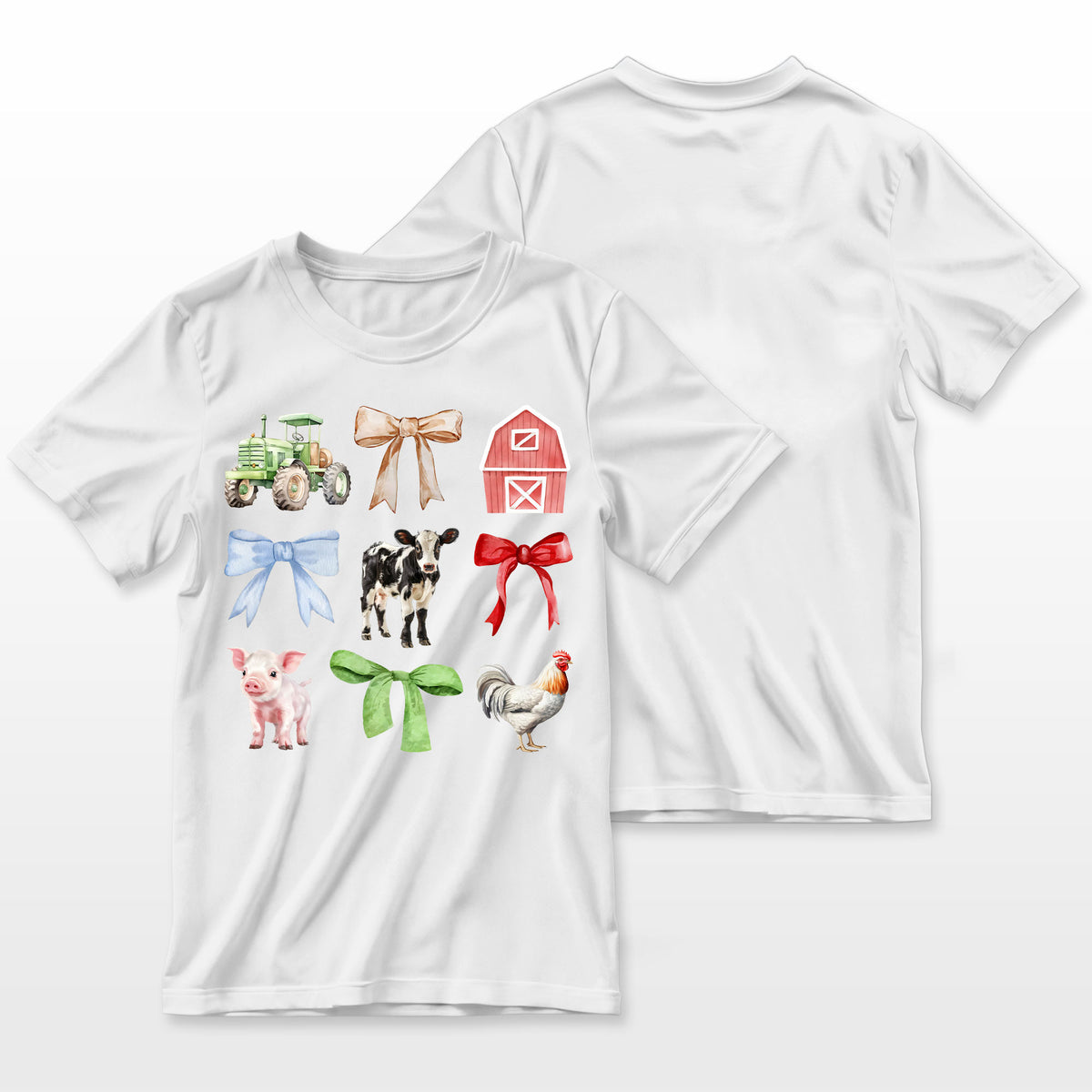 Cute Farm Animals Cow Pig Chicken Coquette Farmer Farmer T-Shirt