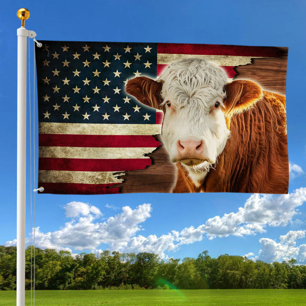 Herford Cow American Grommet Flag, Farm Flag