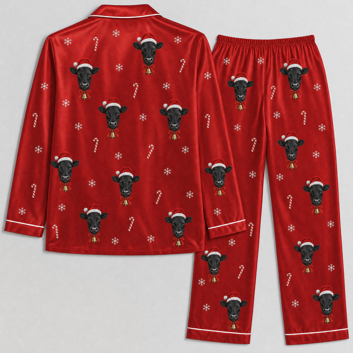 Matching Family Christmas Cow Pajamas – Black Angus, Men, Women & Kids Holiday PJ Sets