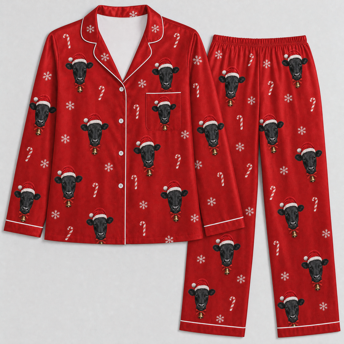 Matching Family Christmas Cow Pajamas – Black Angus, Men, Women & Kids Holiday PJ Sets