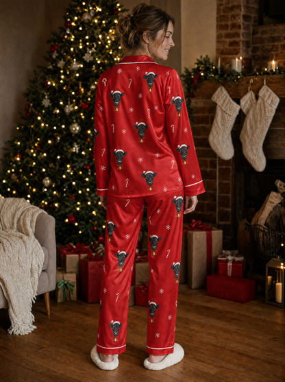 Matching Family Christmas Cow Pajamas – Black Angus, Men, Women & Kids Holiday PJ Sets
