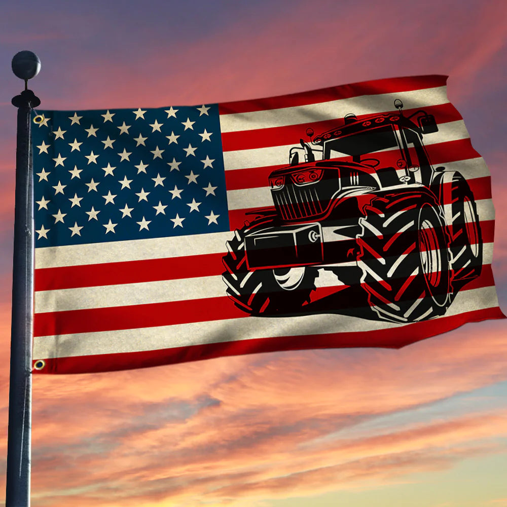 Tractor Flag Farmer Tractor American Grommet Flag