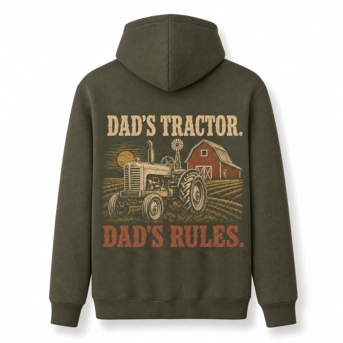 Farm Dad Hoodie – Some Dads Golf Real Dads Farm Vintage Tractor Graphic Pullover, Olive, Farmer Dad Gift