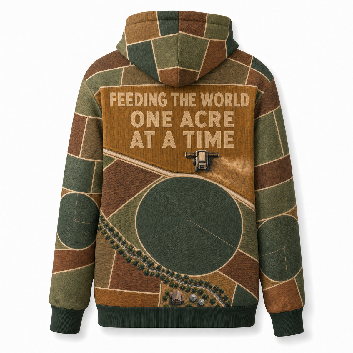 This Is My Office Farmer Hoodie – Aerial Farmland All-Over Print, Feeding The World One Acre At A Time