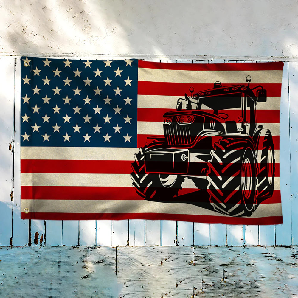 Tractor Flag Farmer Tractor American Grommet Flag