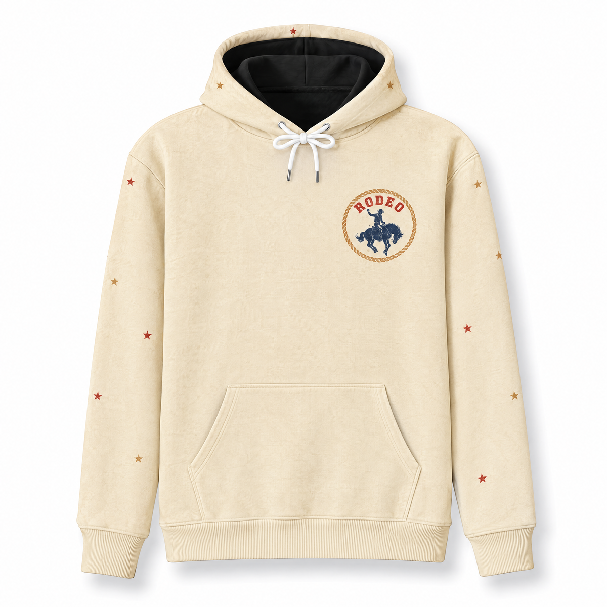 Vintage Rodeo Hoodie – Retro Western Cowboy Graphic Back Print, Distressed Desert Sunset, Unisex